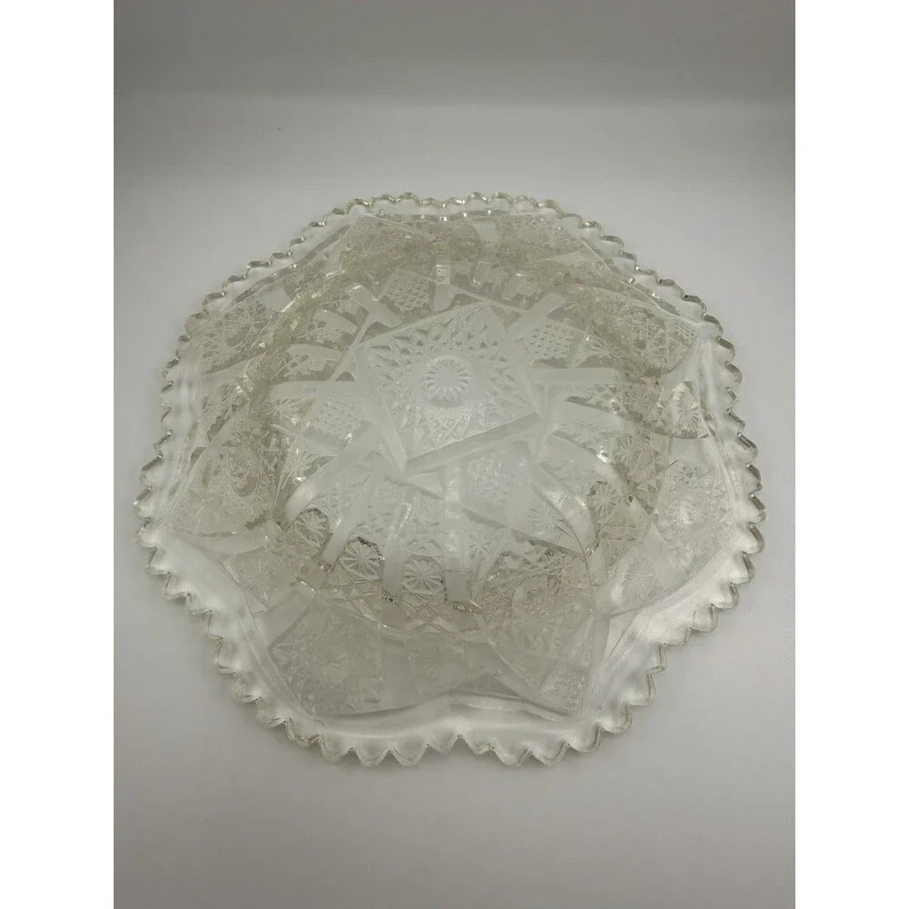 2 Piece Vintage American Brilliant Cut Glass Butter Dish with a Domed Lid